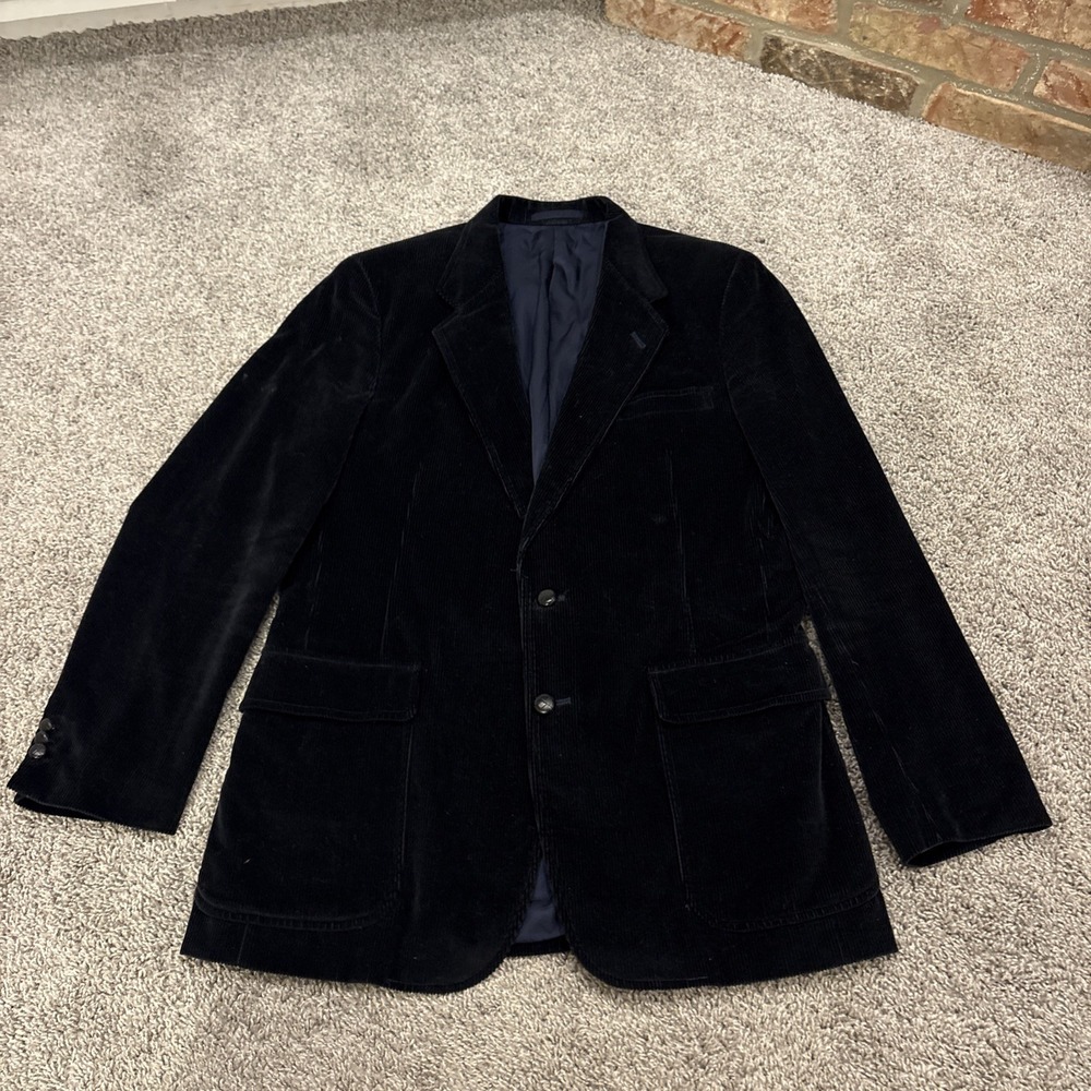 Vintage Abercrombie Fitch Corduroy Blazer Suit Jacket Mens 42L Dark Navy Preppy